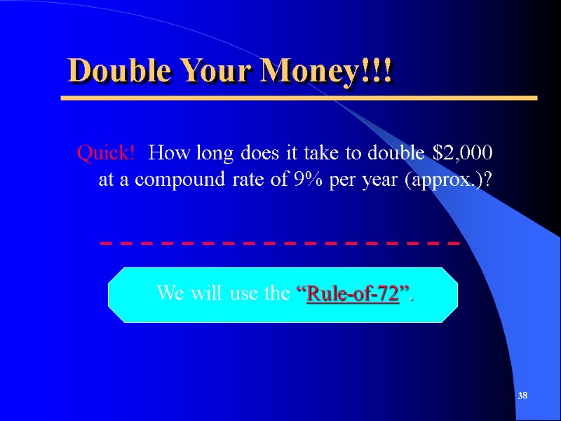 Double Your Money!!! Quick!  How long does it take to double $2,000 at